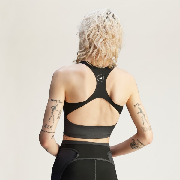 Siyah adidas by Stella McCartney Two-Tone Fermuarlı Crop Üst
