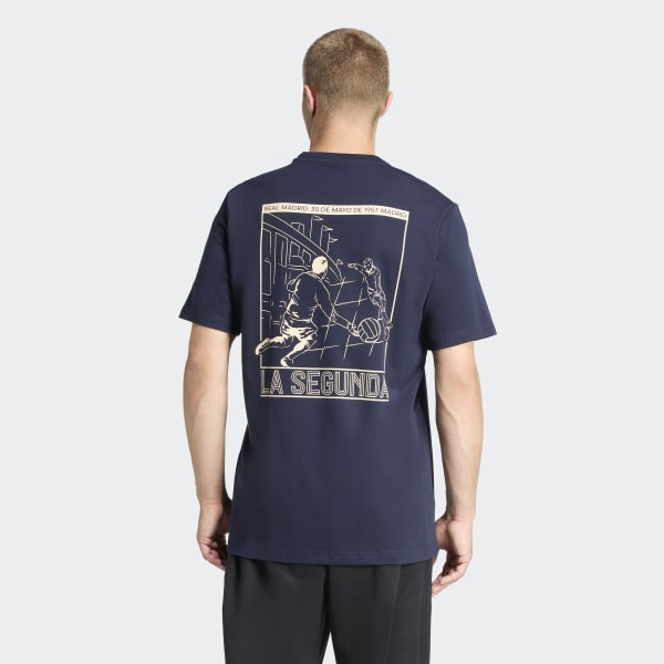 adidas Real Madrid Heritage Heavy Cotton T-Shirt - Blue | Free