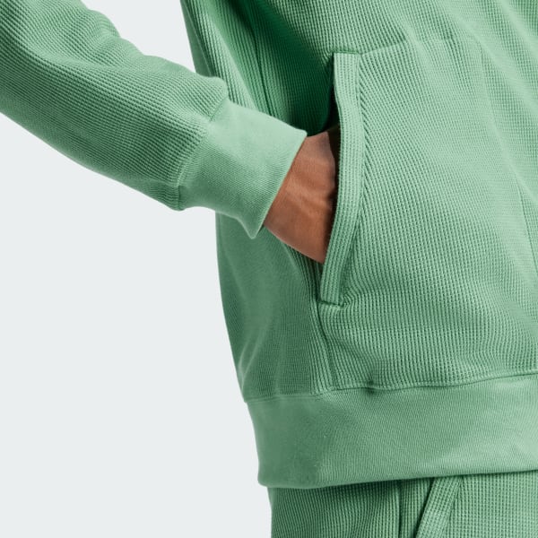 Groen Trefoil Essentials Waffle Sweatshirt met Halflange Rits