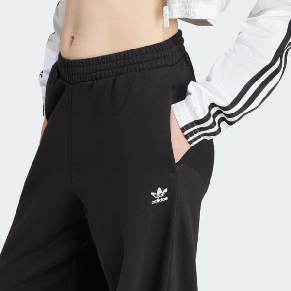 adidas Wide Leg Fleece Pants - Black | Free Shipping with