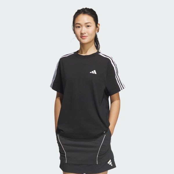 ブラック エッセンシャルズ プラス スリーストライプス 半袖Tシャツ