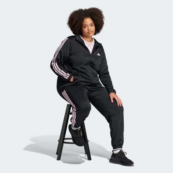Svart Tricot 3-Stripes Track Tracksuit Bottoms (Plus Size)