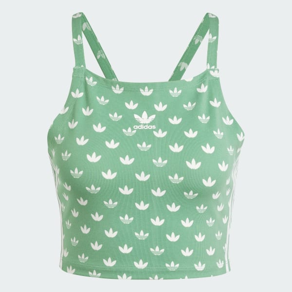 สีเขียว เสื้อครอปลายโมโนแกรม 3-Stripes