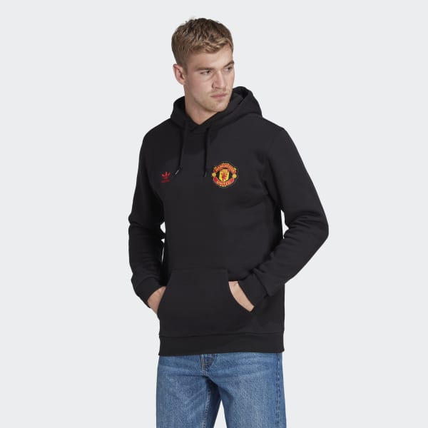 Svart Manchester United Essentials Trefoil Hoodie BV890
