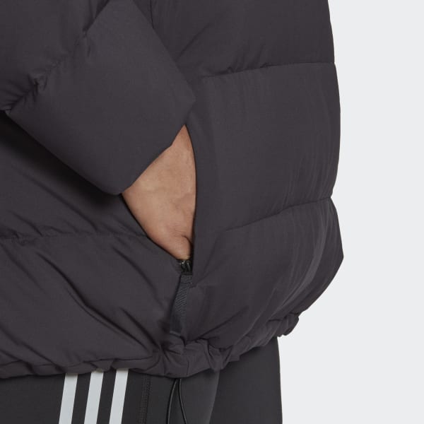 Black Helionic Hooded Down Jacket (Plus Size)