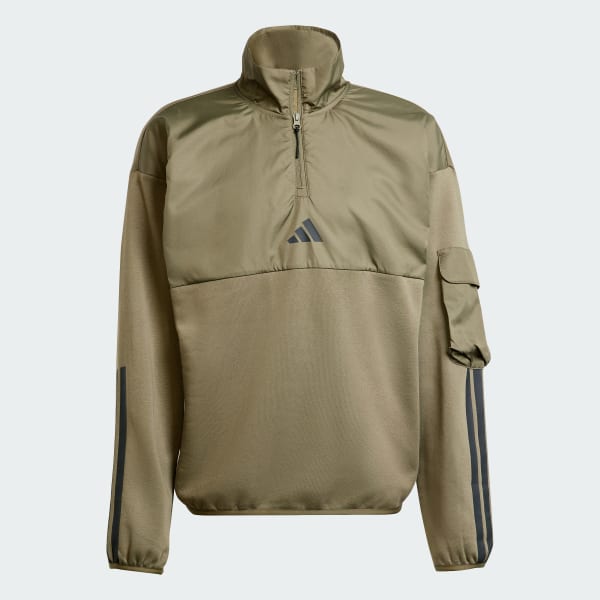 adidas City Tech Utility Half-Zip Sweatshirt - Green | Free