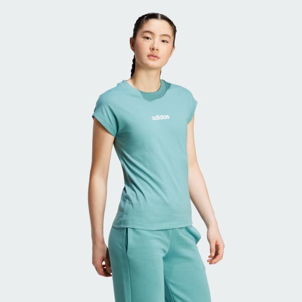 Turquesa Playera Essentials Linear Algodón