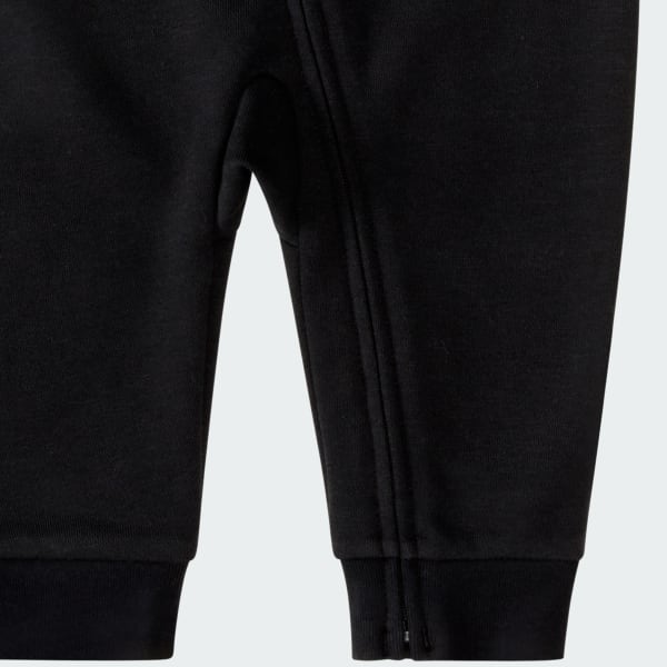 Black Long Sleeve Full-Zip Essential 3-Stripe French Terry Coverall
