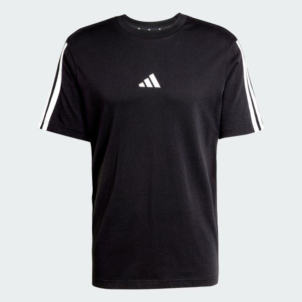 Schwarz Essentials 3-Streifen Single Jersey T-Shirt
