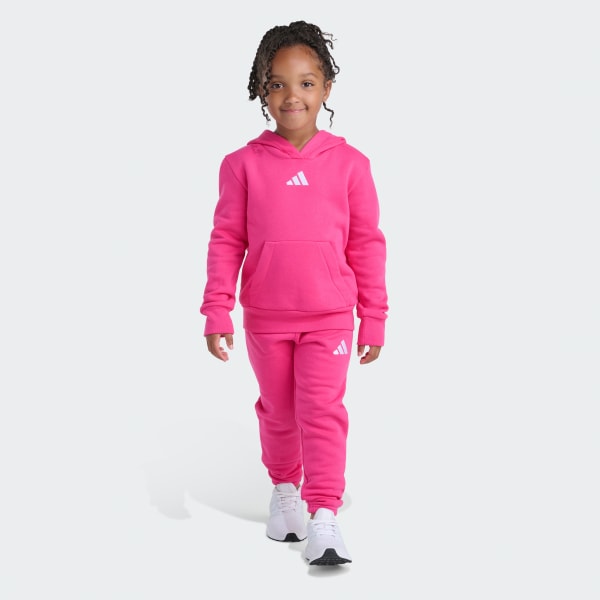 adidas 2-Piece Long Sleeve Fleece Pullover & Jogger Set - Pink