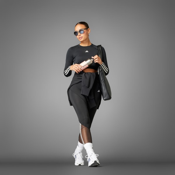 Nero T-shirt a maniche lunghe Hyperglam Training Cropped