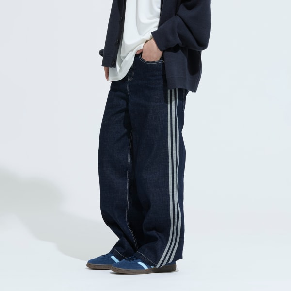 ブルー 90s オルタナティブ スポーツ ワイドレッグ スケーター ジーンズ