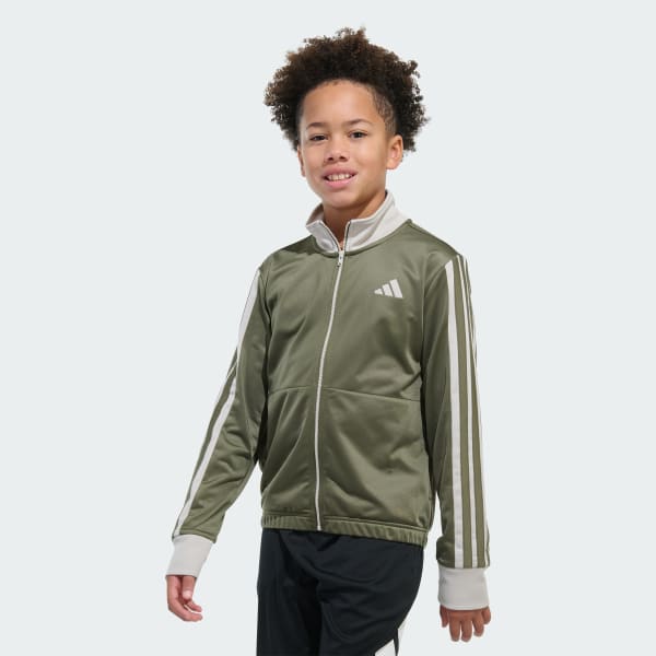 adidas Long Sleeve Colorblock Tricot Jacket - Green | Free