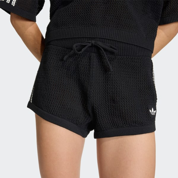 adidas KNITTED CROCHET SHORTS - Black | Free Shipping with adiClub