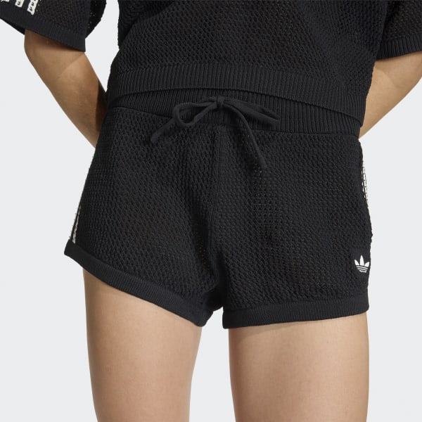 adidas KNITTED CROCHET SHORTS - Black | Free Shipping with adiClub