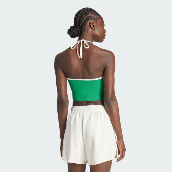 Verde Top Fashion Estampado Floral Cuello Halter