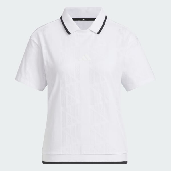 White Badge of Sport Jacquard Logo Short Sleeve Polo Shirt