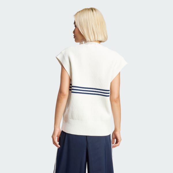 White 3-Stripes Knitted Vest