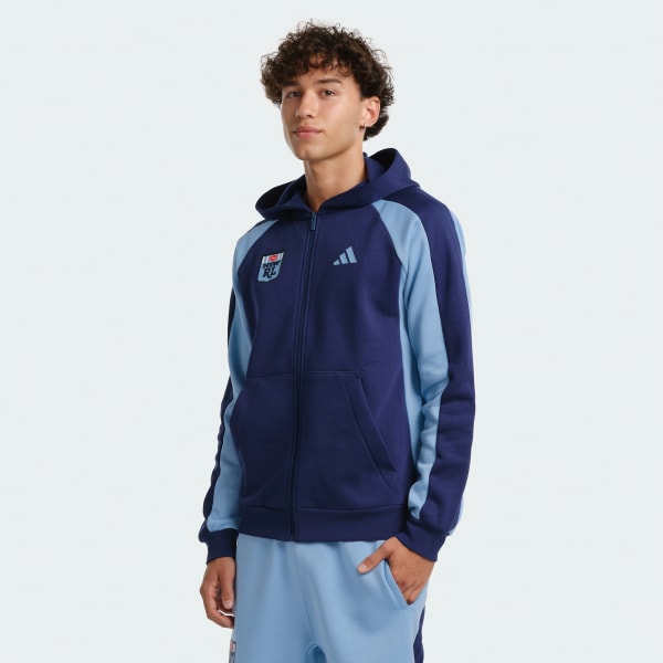 Blue New South Wales Colourblock Full Zip Hoodie - Mens