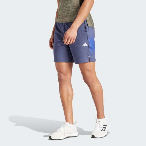 Azul Treino Gym+  Shorts Malha Brand Love