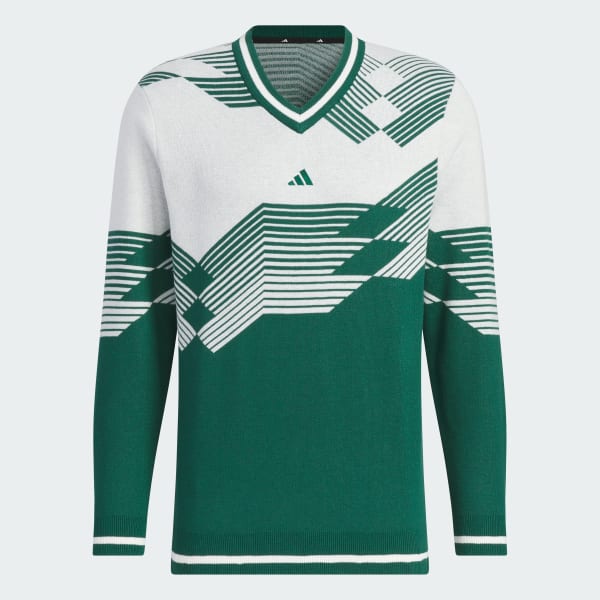 Green 니트 브이-넥 롱 슬리브 풀오버 스웨터