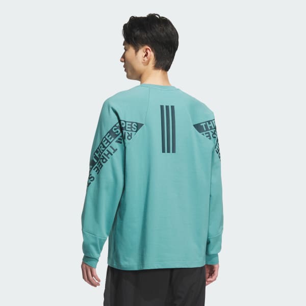 ブルー ワーディング パック ルーズフィット 長袖Tシャツ