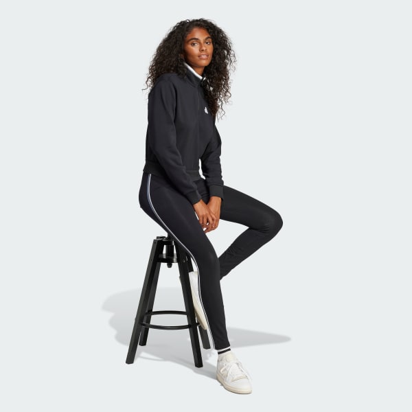 Preto Camisola Curta com Fecho a 1/4 em Moletão Essentials