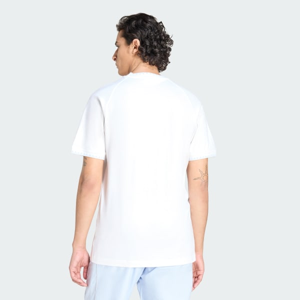 White CHEST STRIPES ENGINEERED COLLAR TEE