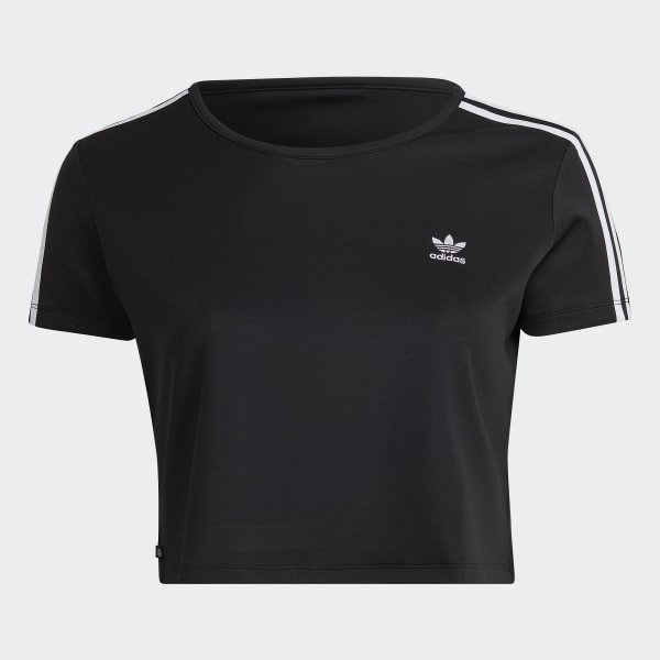 Black Adicolor Classics Crop 3-Stripes T-Shirt (Plus Size) CV118