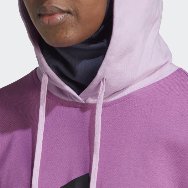 adidas Essentials Colorblock Logo Oversized Hoodie Purple