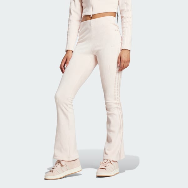 Rosa Leggings Caneladas à Boca de sino