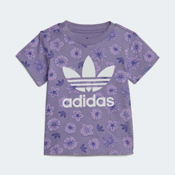 Purple Floral Tee and Shorts Set
