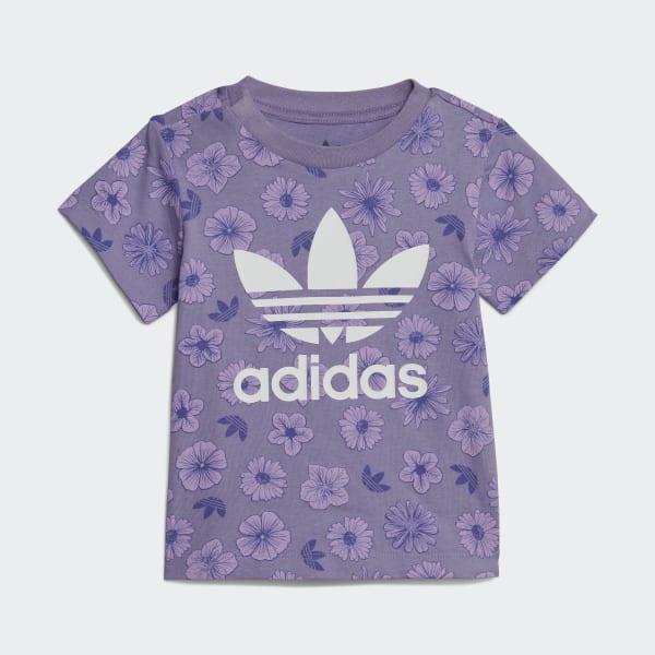 fialová Súprava Floral Tee and Shorts