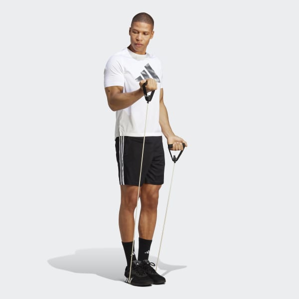 Black Train Essentials Piqué 3-Stripes Training Shorts