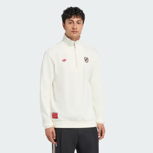 Blanco Remera corta Terrace Icons de River Plate con medio cierre frontal