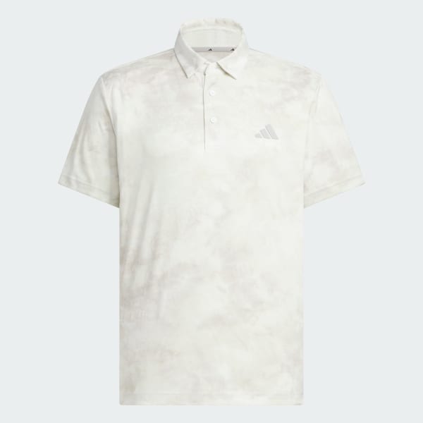 White Allover Print Short Sleeve Polo Shirt