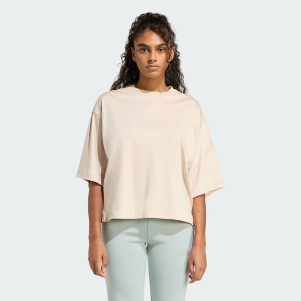 adidas Soft Lux Loose Tee - Beige | Free Shipping with adiClub
