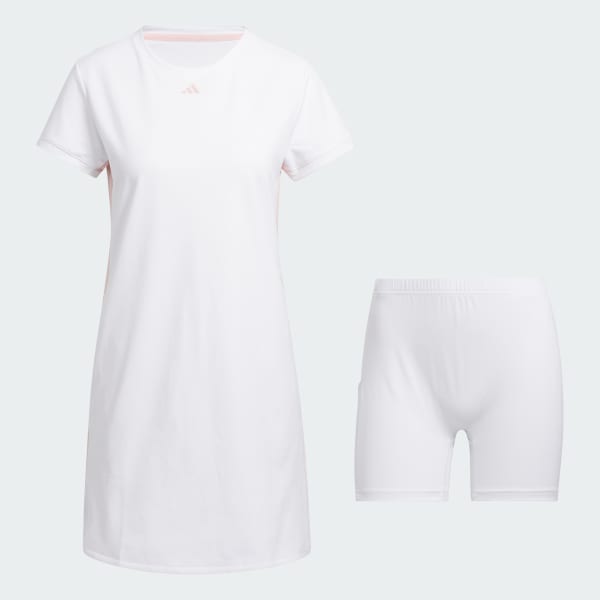 ホワイト 【ゴルフ】ツイストニット クルーネック 半袖ワンピース