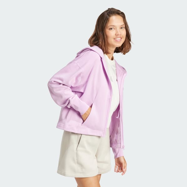 Morado Polerón con Capucha ALL SZN French Terry Holgada Cierre Frontal