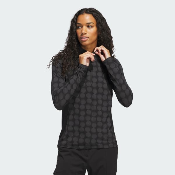 Black Ultimate365 Printed Quarter-Zip Mock Polo Shirt