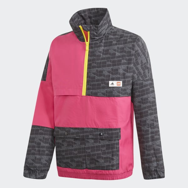 Burgundy Cortavientos adidas x Classic LEGO® Bricks Half-Zip Warm