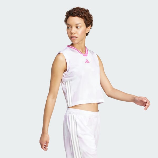 Purple Tiro Cut 3-Stripes Mesh Tank Top