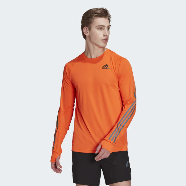 Orange Run Icon Full Reflective 3-Stripes Long Sleeve T-shirt VE892
