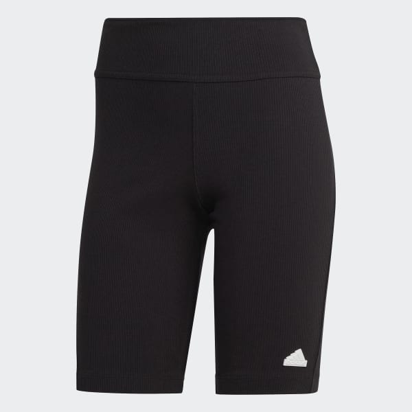 Preto Shorts Biker Canelado
