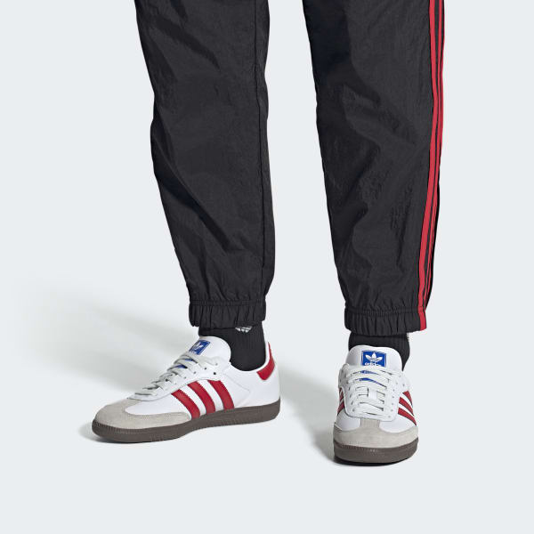 Adidas originals samba og top sneakers in white and red