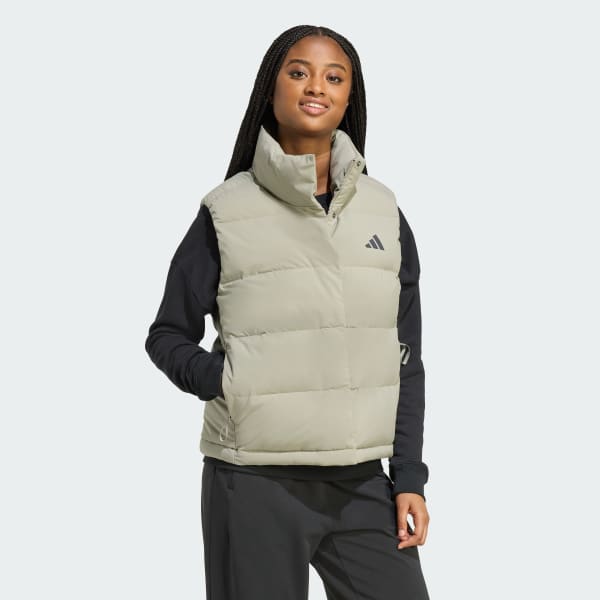 adidas Helionic CLIMAWARM Relaxed Down Vest - Green | Free