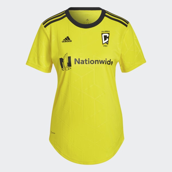 NWT Adidas MLS Columbus Crew Barbasol Yellow Soccer Jersey Adult Size Small