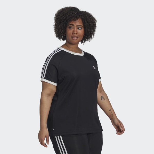 Black Adicolor Classics Slim 3-Stripes T-Shirt (Plus Size) KA107