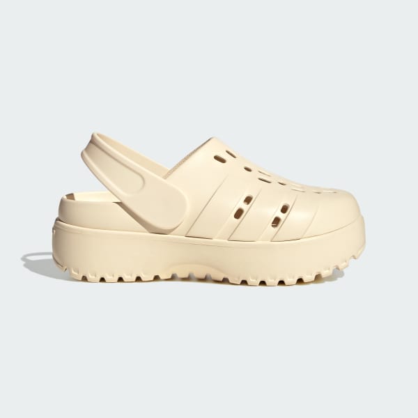 White Adilette Platform Clogs