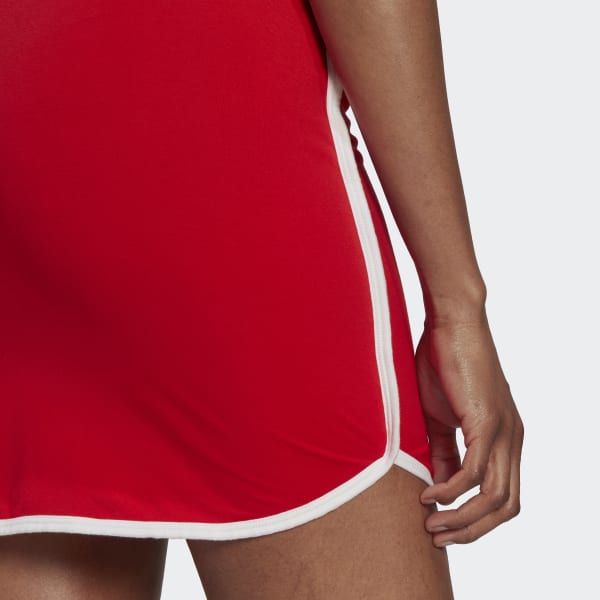 Red Mini Skirt with Binding Details UW748